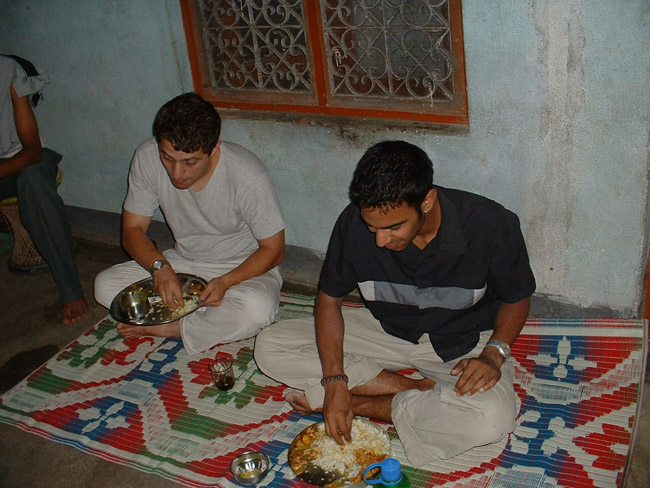 Colin and Ashish Eating at Mischere's