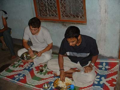 Colin and Ashish Eating at Mischere's