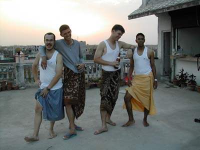 Men in lungis, just hanging around
