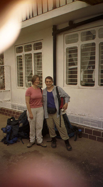 Colin and Laura waiting for the ride to Mount Kilimanjaro
