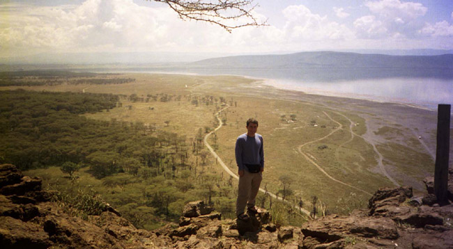 Colin on the cliff above Lake Nakuru