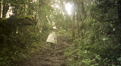 Laura with the daypack, day 1 of the trek