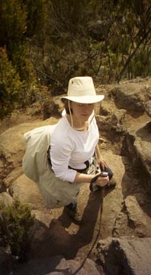 Laura's climbing some rocks
