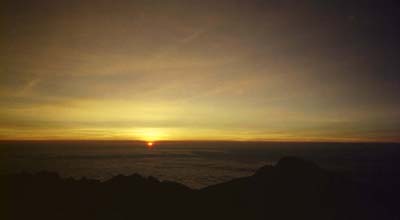 Dawn above aa "sea" of clouds