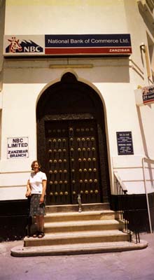 Laura, posing in front of some of the doors covered in spikes to prevent elephant attacks