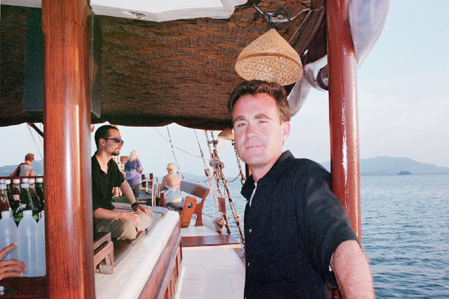 Steve with a basket over his head