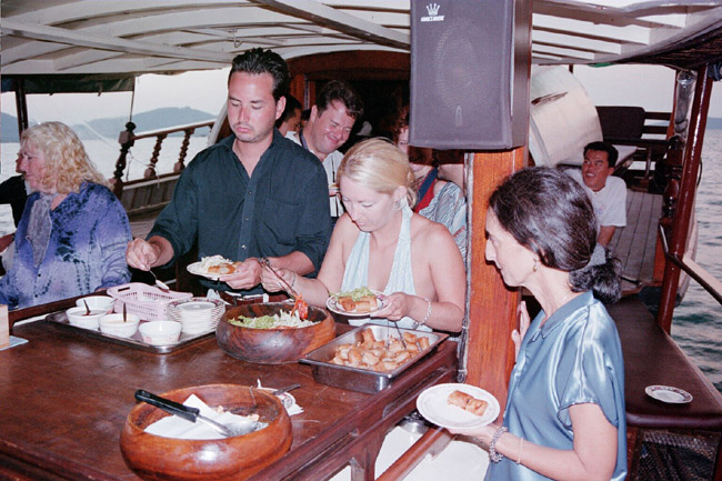 Ruby and Mark at the buffet, with Eileen waiting