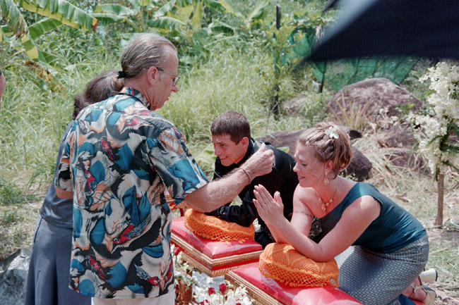 Hodge and Eileen preparing to bless the couple's marriage