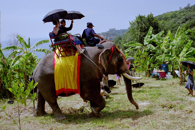 Colin and Laura riding away