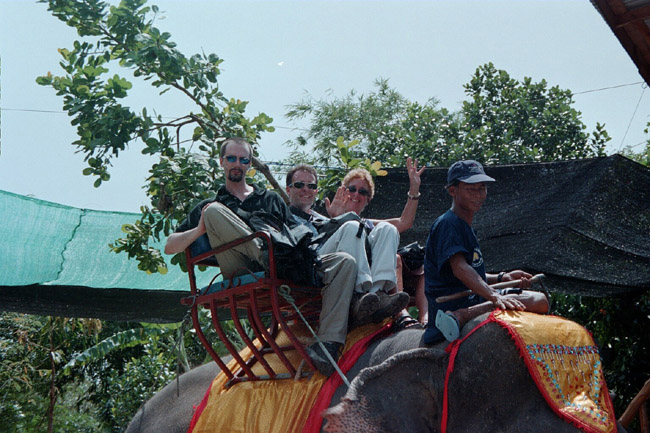 Jeremy, Steve and Linda returning on the elephant