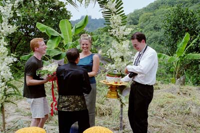 Colin says his vows to Laura...