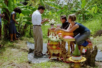 Evan pouring the water