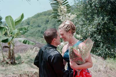 Colin and Laura prepare to kiss after the wedding ceremony
